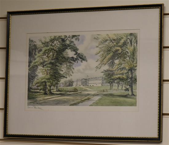 G. Cuitt - three dry point etchings of Chester and Renis Flanders, two signed prints of Sandhurst (5)